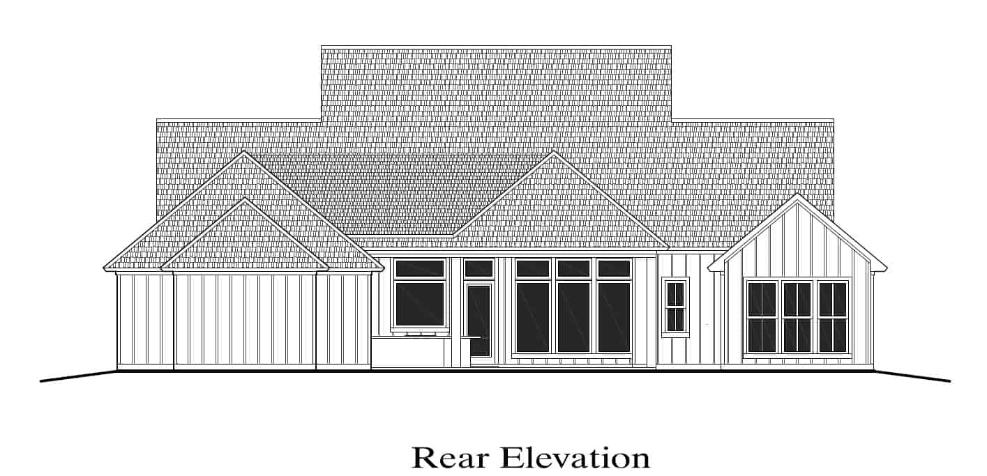 Home Plan Rear Elevation of this 4-Bedroom,2676 Sq Ft Plan -204-1033