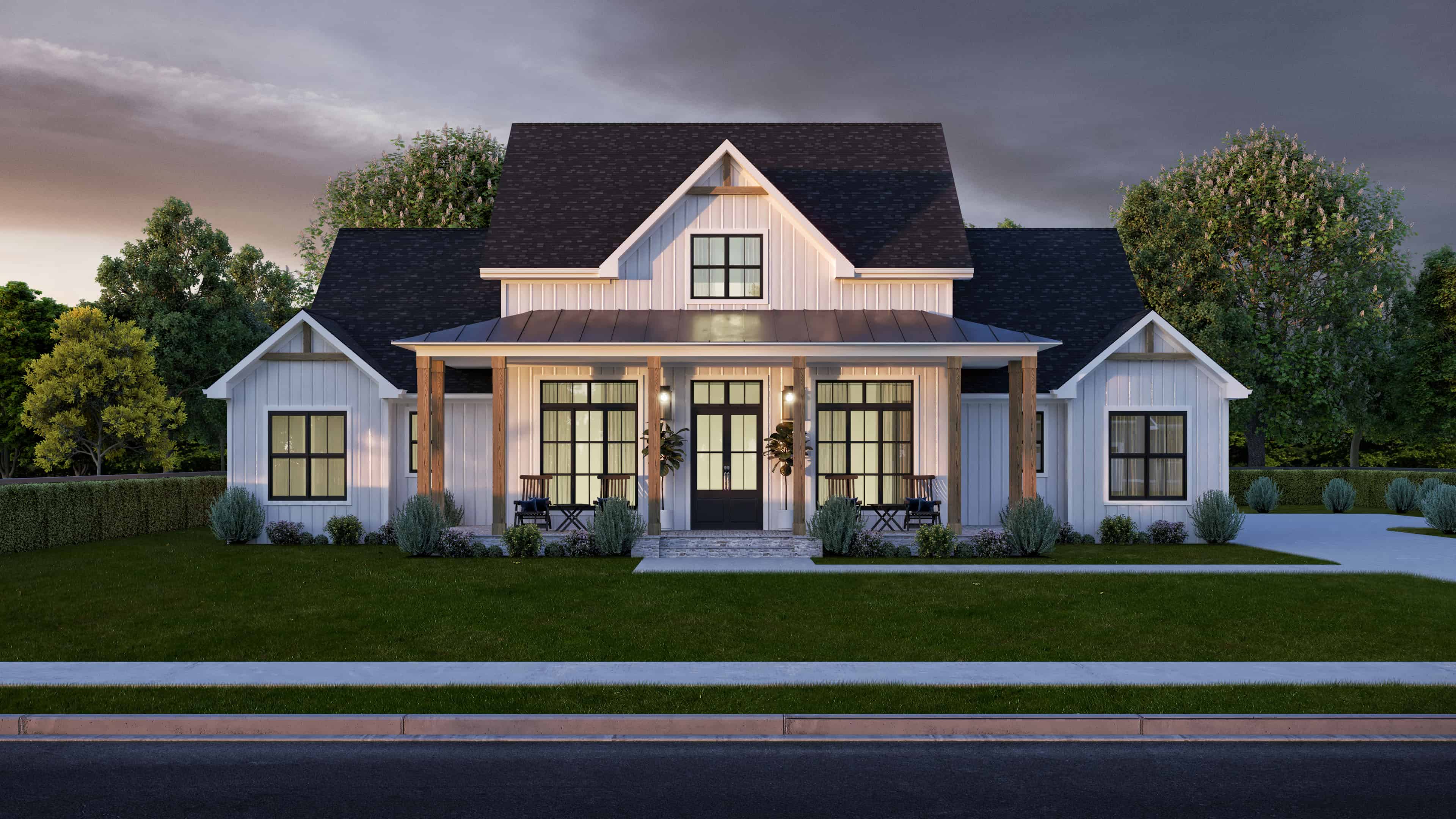 Front elevation of Ranch home (ThePlanCollection: House Plan #204-1033)