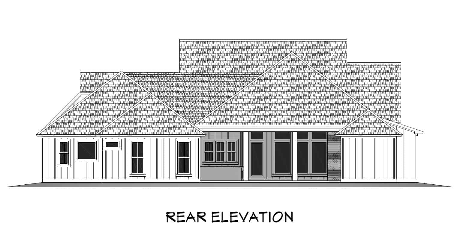 Home Plan Rear Elevation of this 4-Bedroom,2966 Sq Ft Plan -204-1034