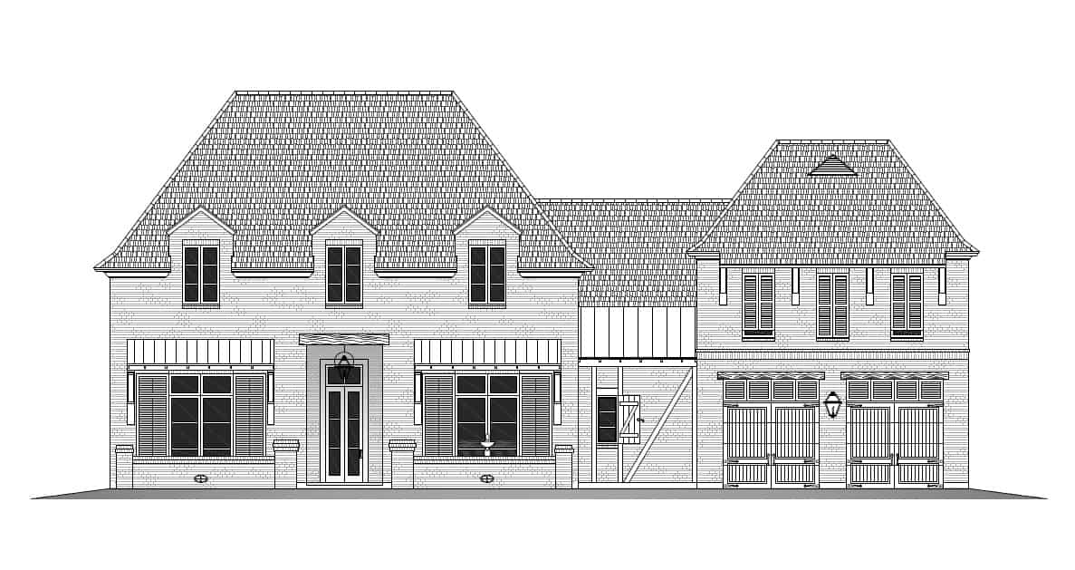 Home Plan Front Elevation of this 5-Bedroom,4505 Sq Ft Plan -204-1035