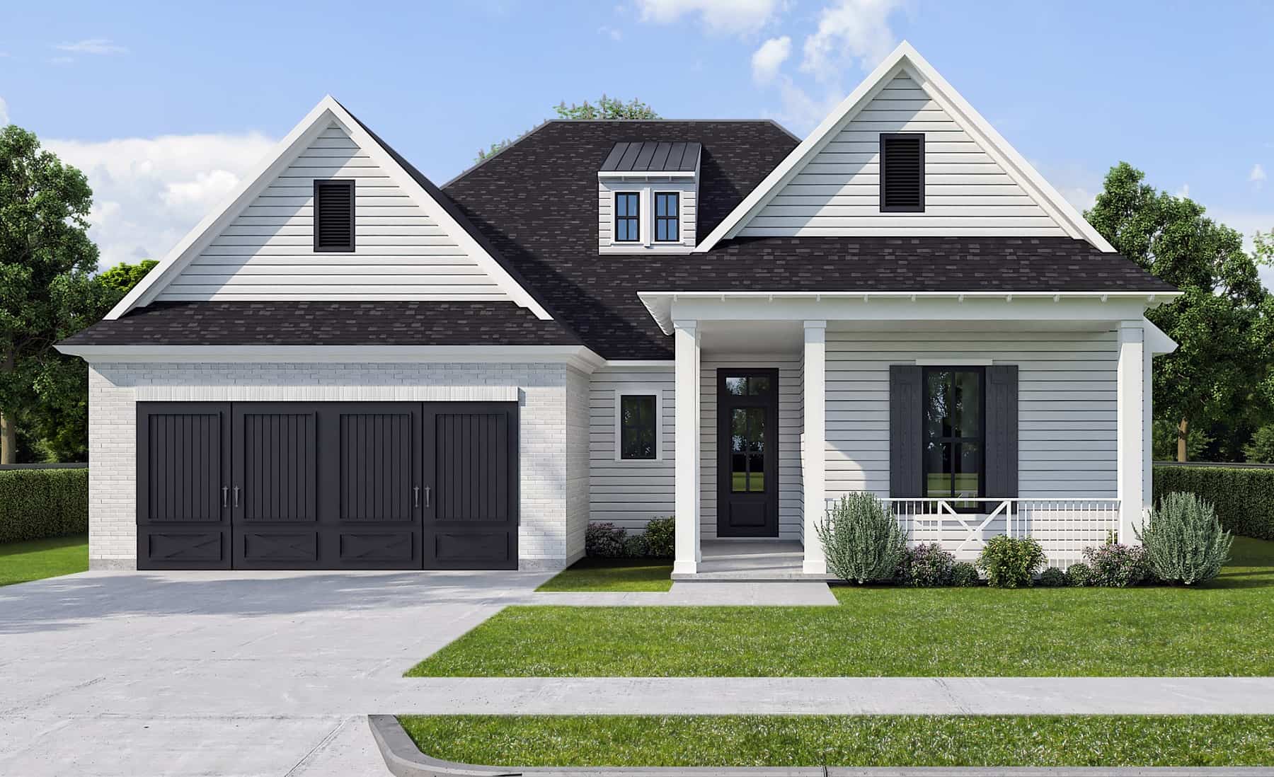 Front elevation of Farmhouse home (ThePlanCollection: House Plan #204-1036)