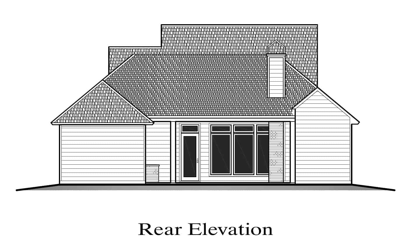 Home Plan Rear Elevation of this 4-Bedroom,2174 Sq Ft Plan -204-1037