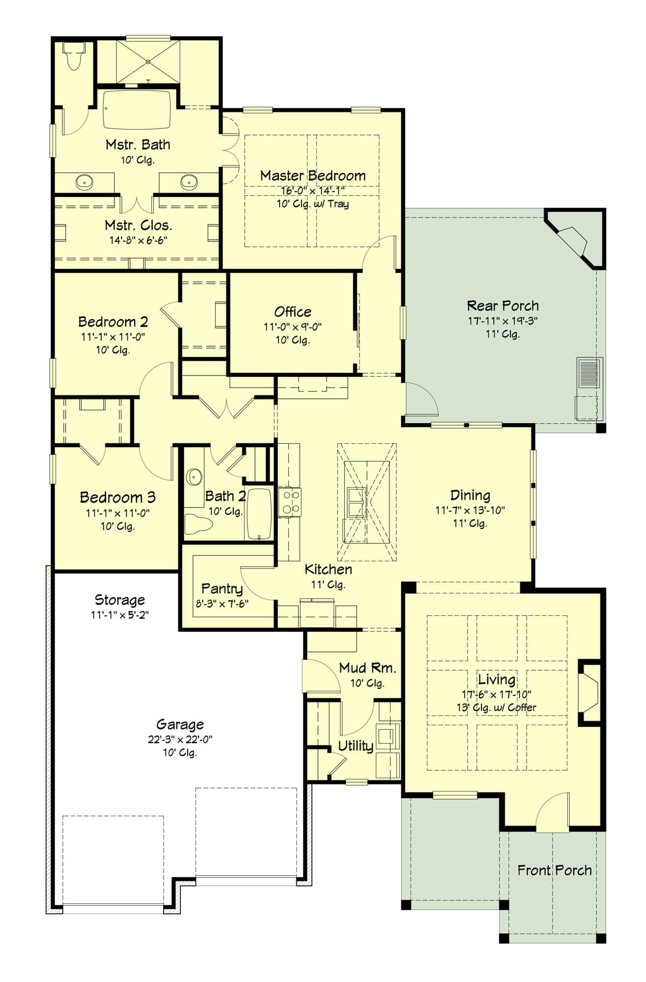 Main Level of Modern Farmhouse Plan #204-1038