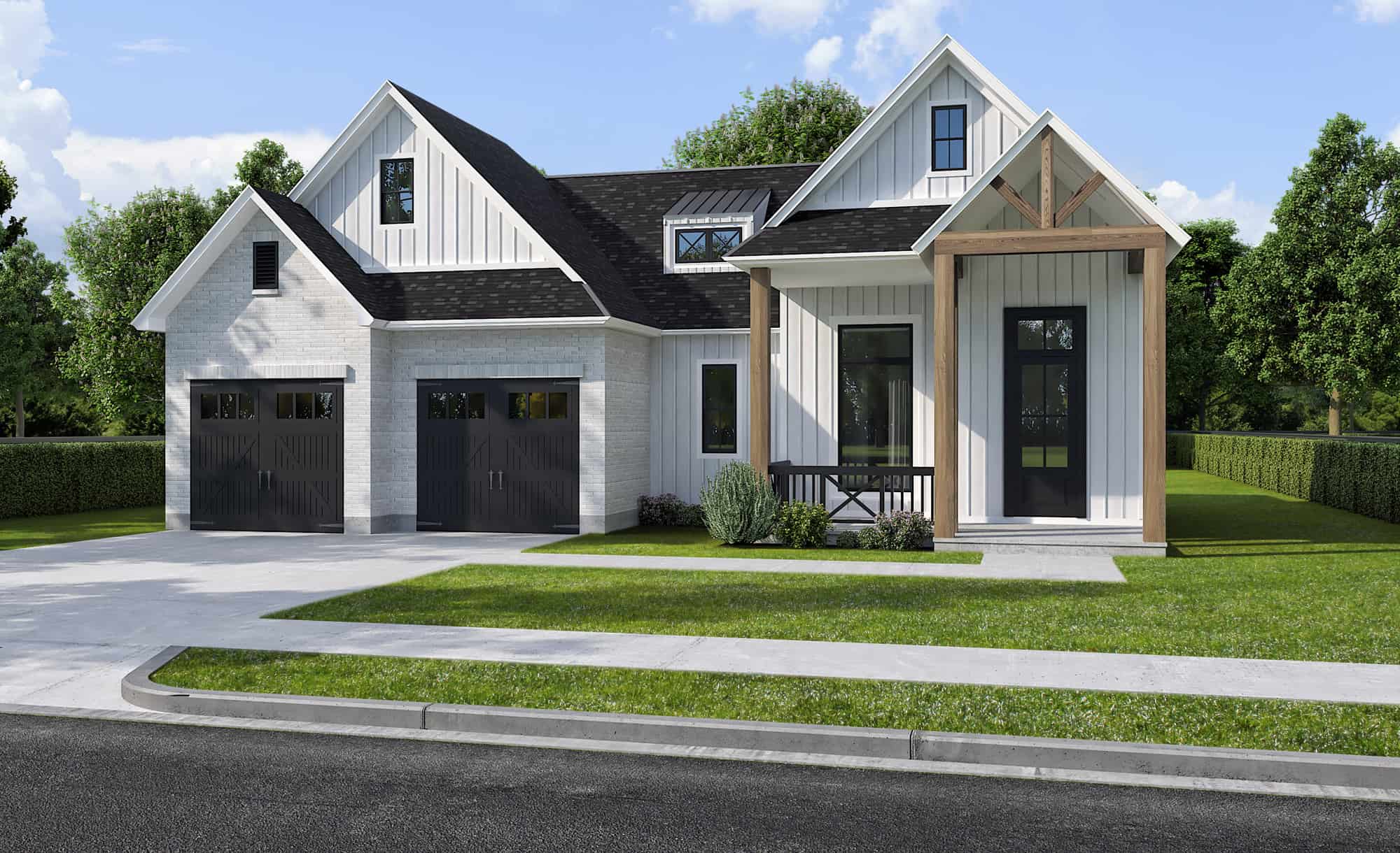 Front elevation of Modern Farmhouse home (ThePlanCollection: House Plan #204-1038)