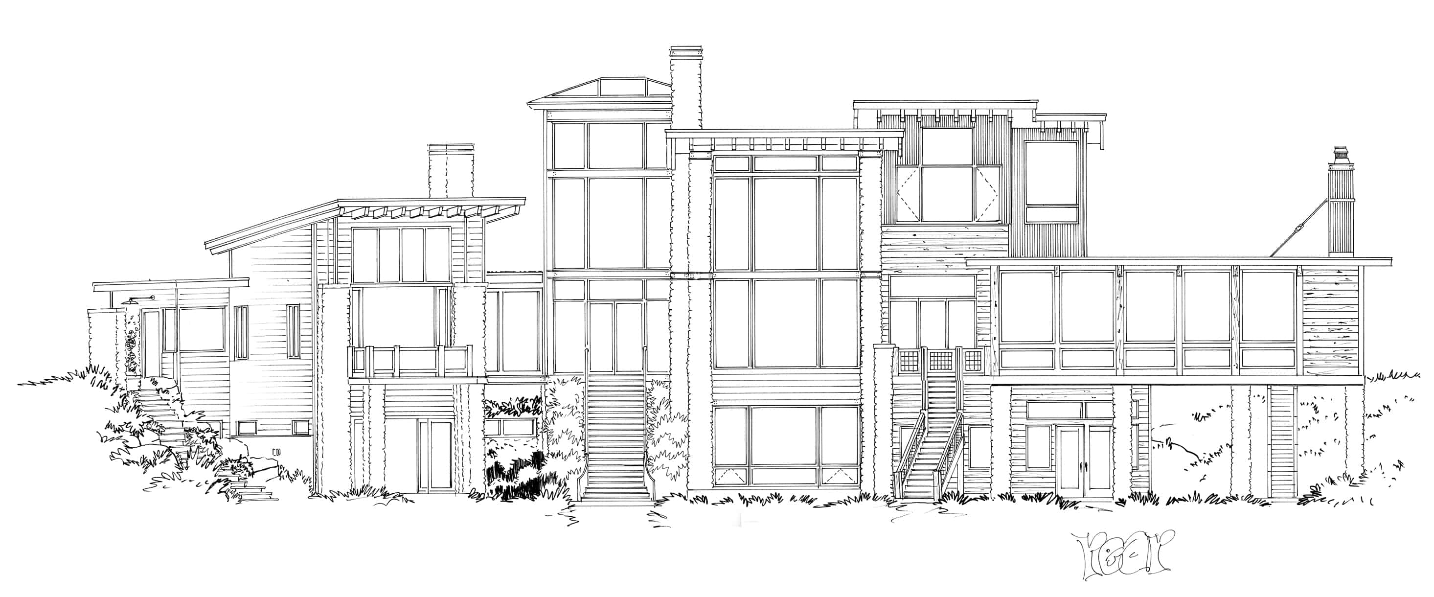 Home Plan Rear Elevation of this 5-Bedroom,7419 Sq Ft Plan -205-1000