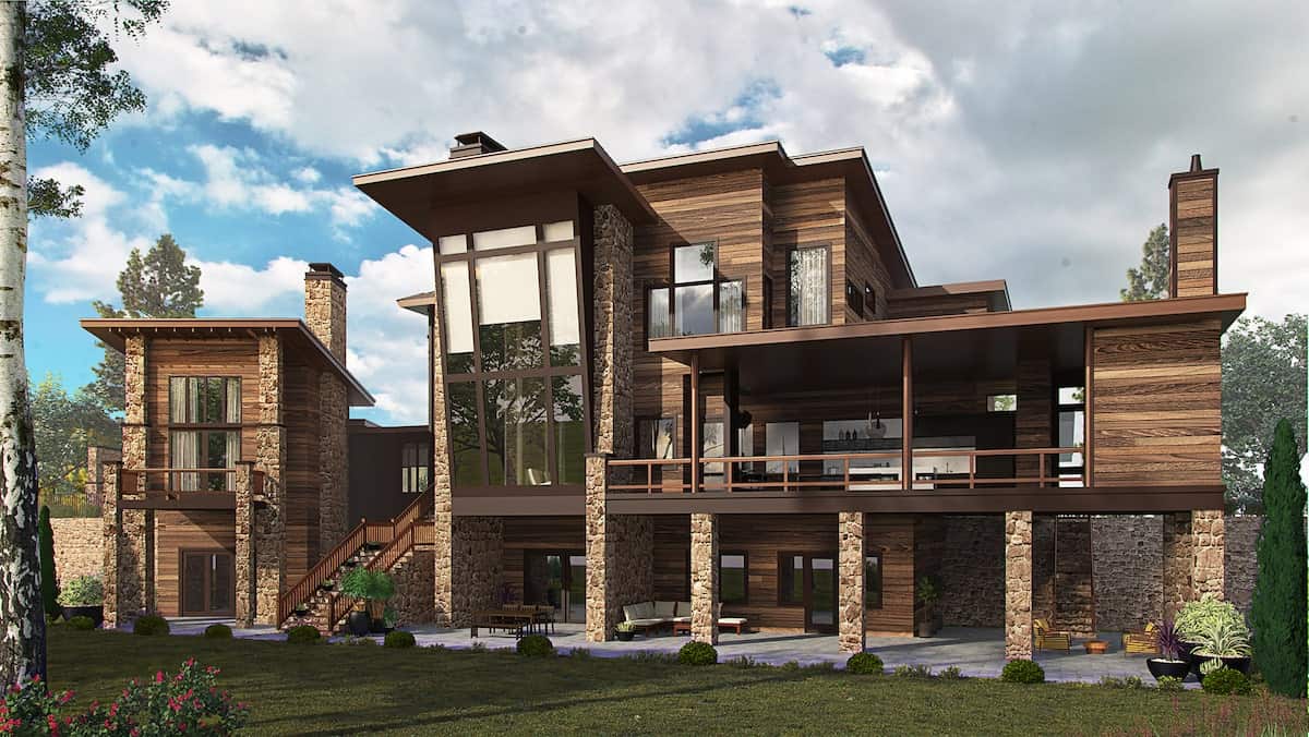 Rear View of this 5-Bedroom, 7419 Sq Ft Plan - 205-1000