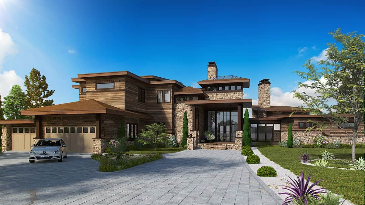 Contemporary rustic home (ThePlanCollection: Plan #205-1000)