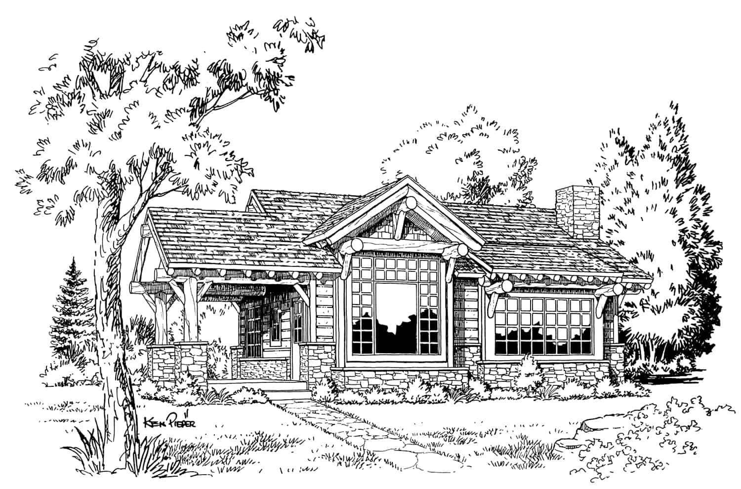 Front View of this 2-Bedroom, 681 Sq Ft Plan - 205-1003