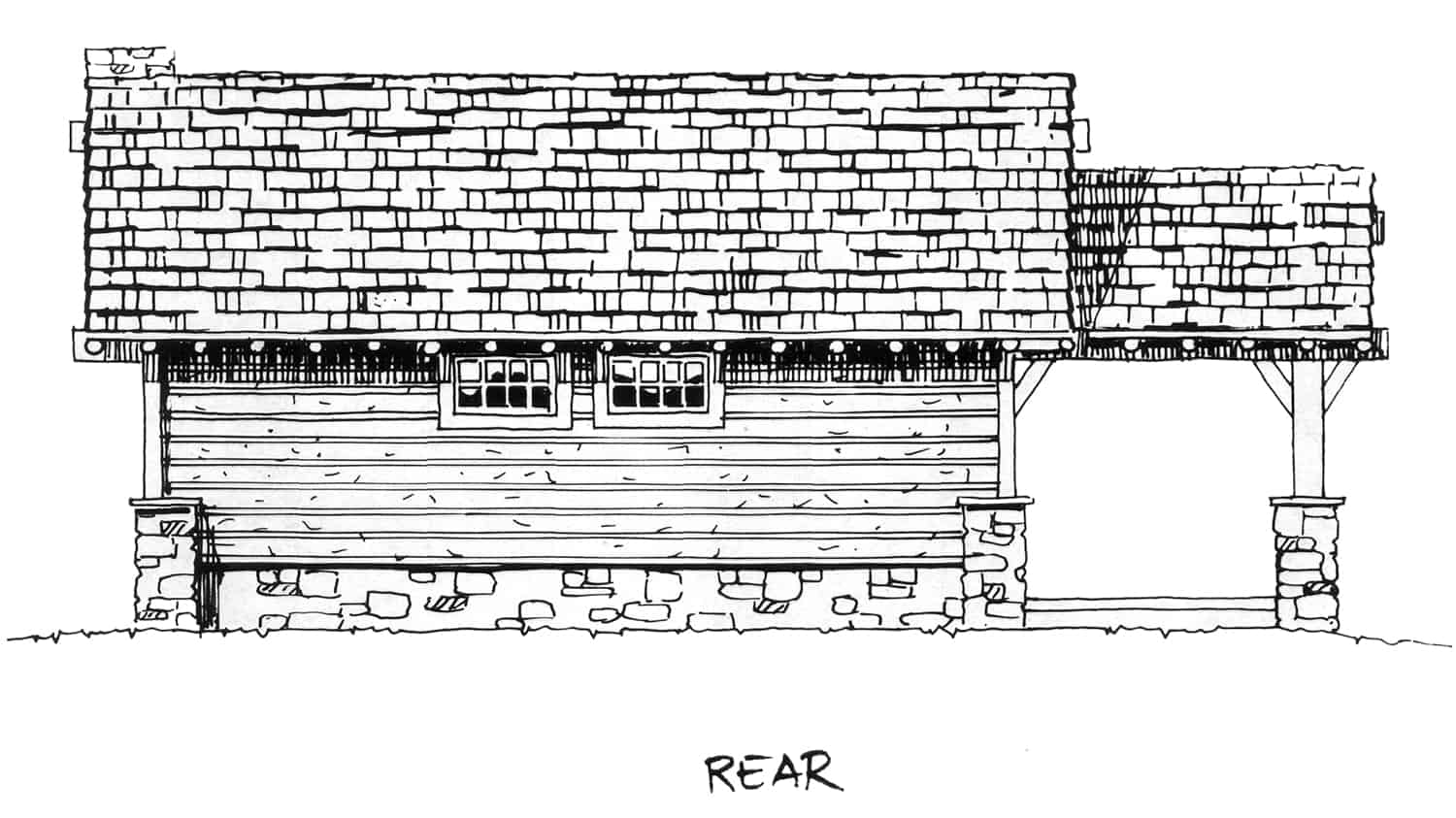 Rear View of this 2-Bedroom, 681 Sq Ft Plan - 205-1003