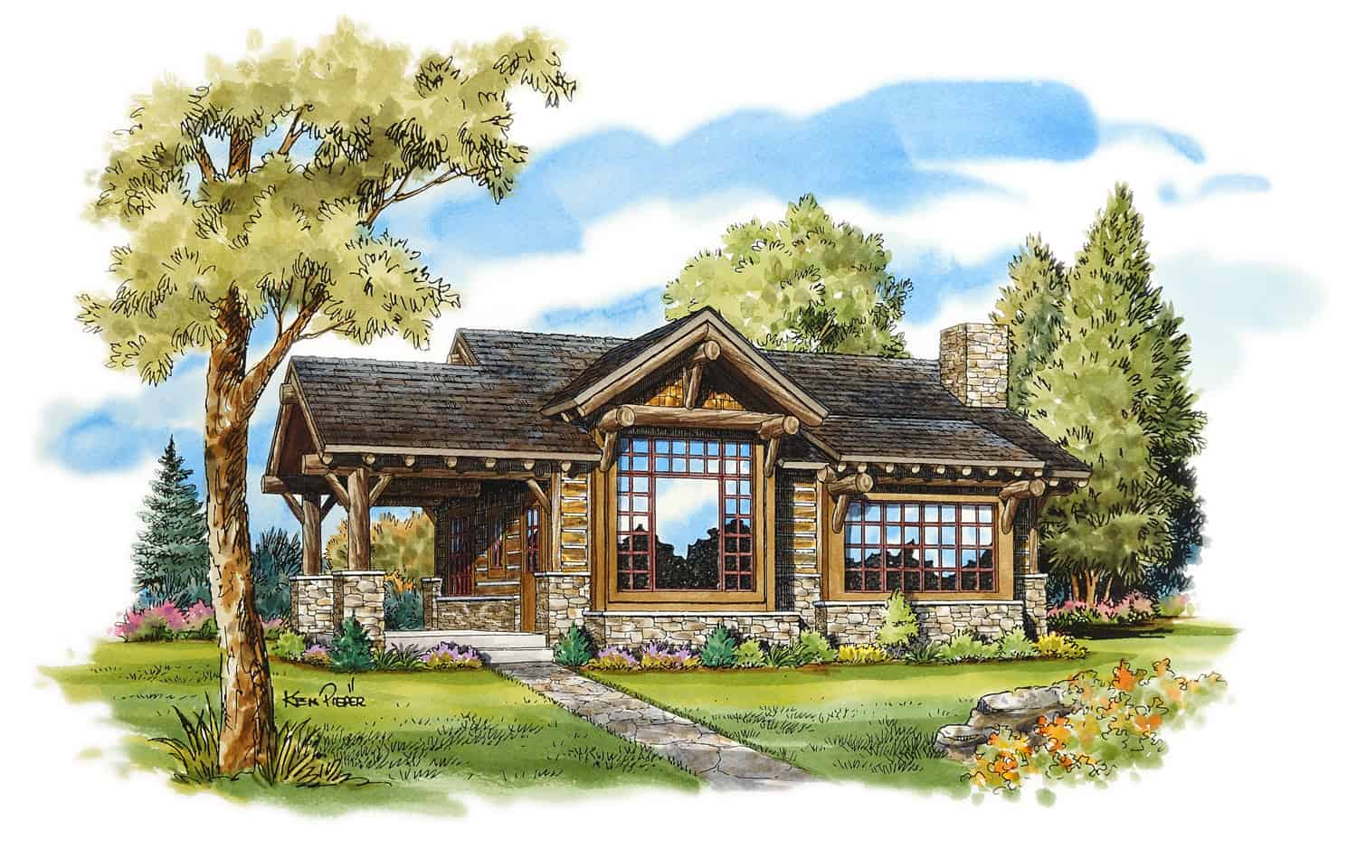 Front View of this 2-Bedroom, 681 Sq Ft Plan - 205-1003