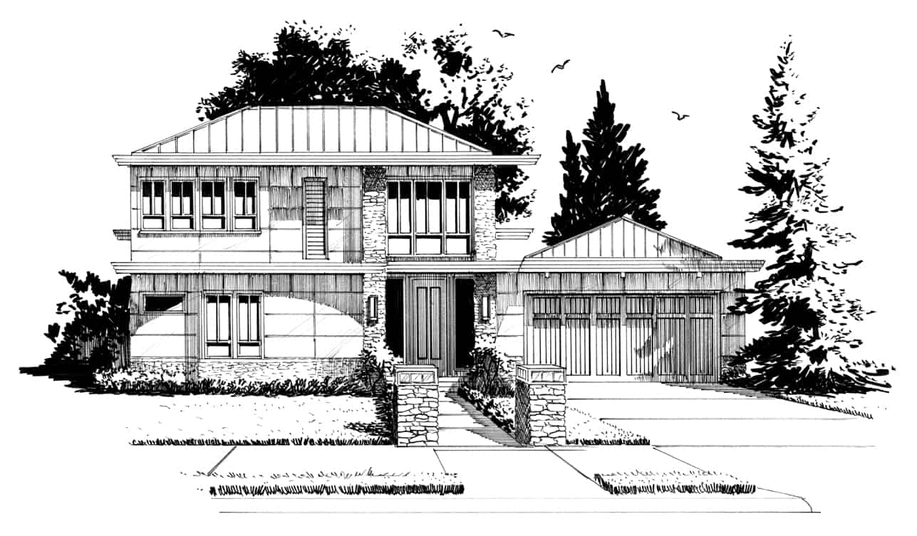 Home Plan Front Elevation of this 4-Bedroom,2343 Sq Ft Plan -205-1004