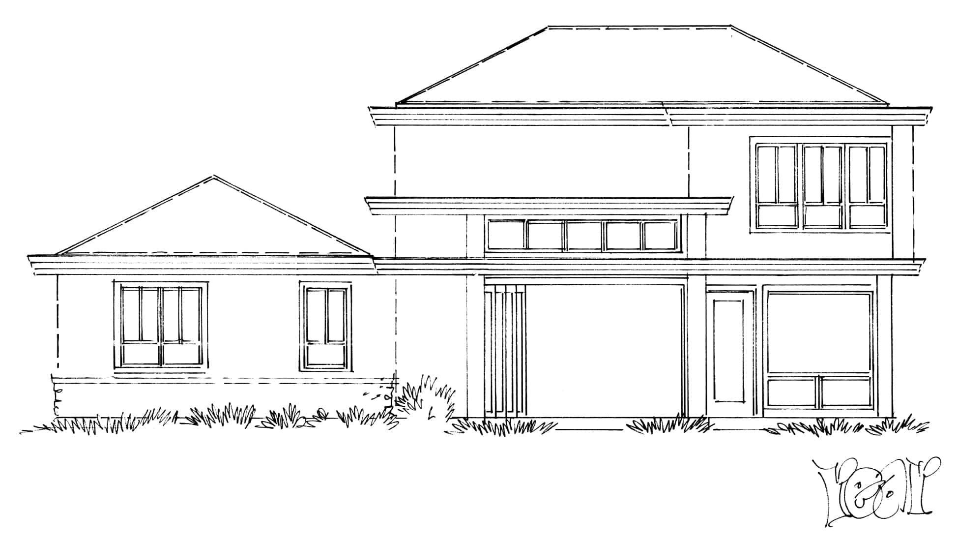 Home Plan Rear Elevation of this 4-Bedroom,2343 Sq Ft Plan -205-1004