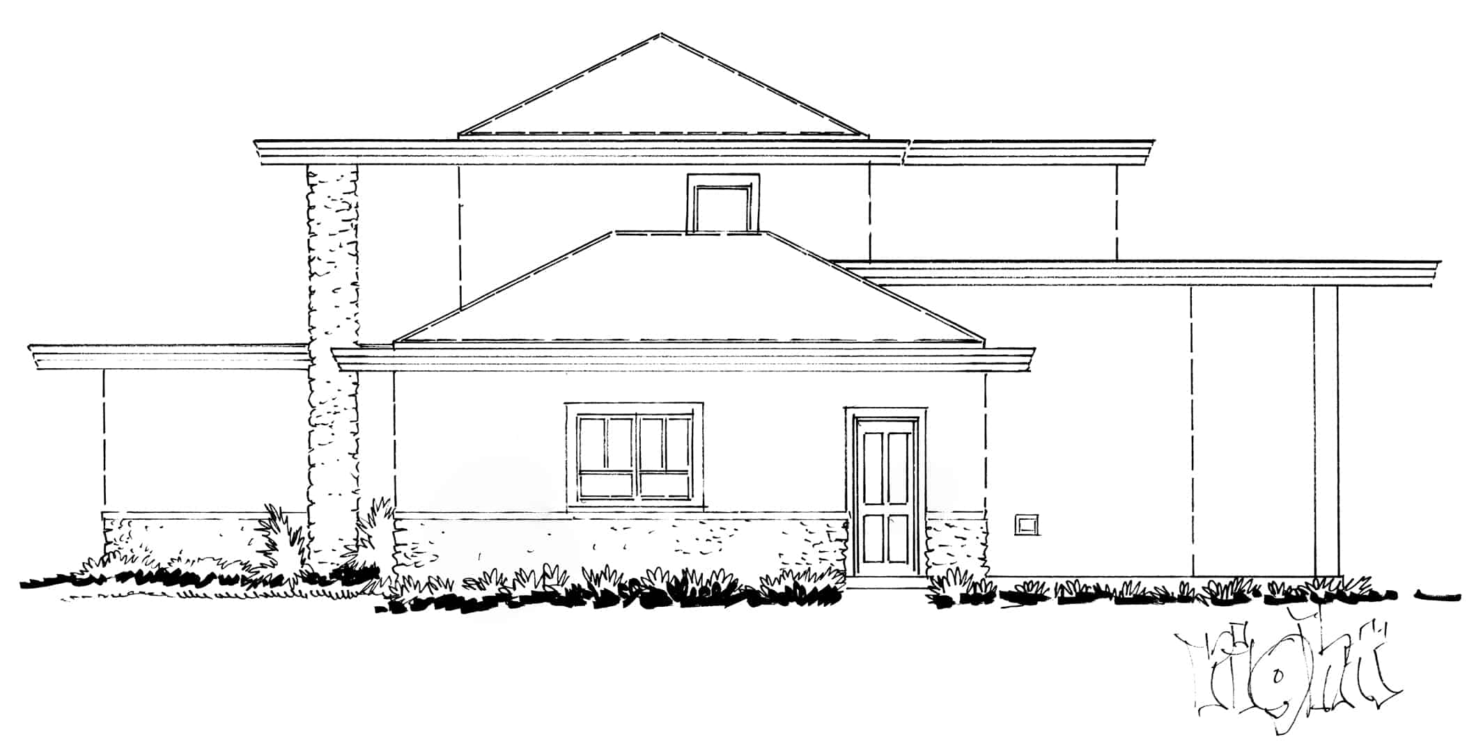 Home Plan Right Elevation of this 4-Bedroom,2343 Sq Ft Plan -205-1004