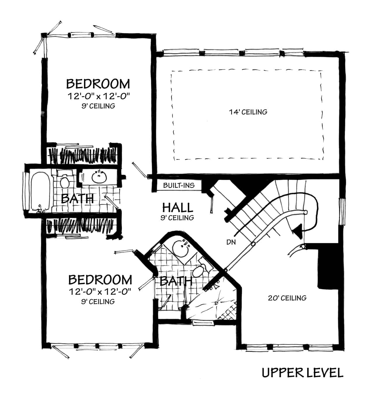 Floor Plan Upper Level of Contemporary Plan #205-1004