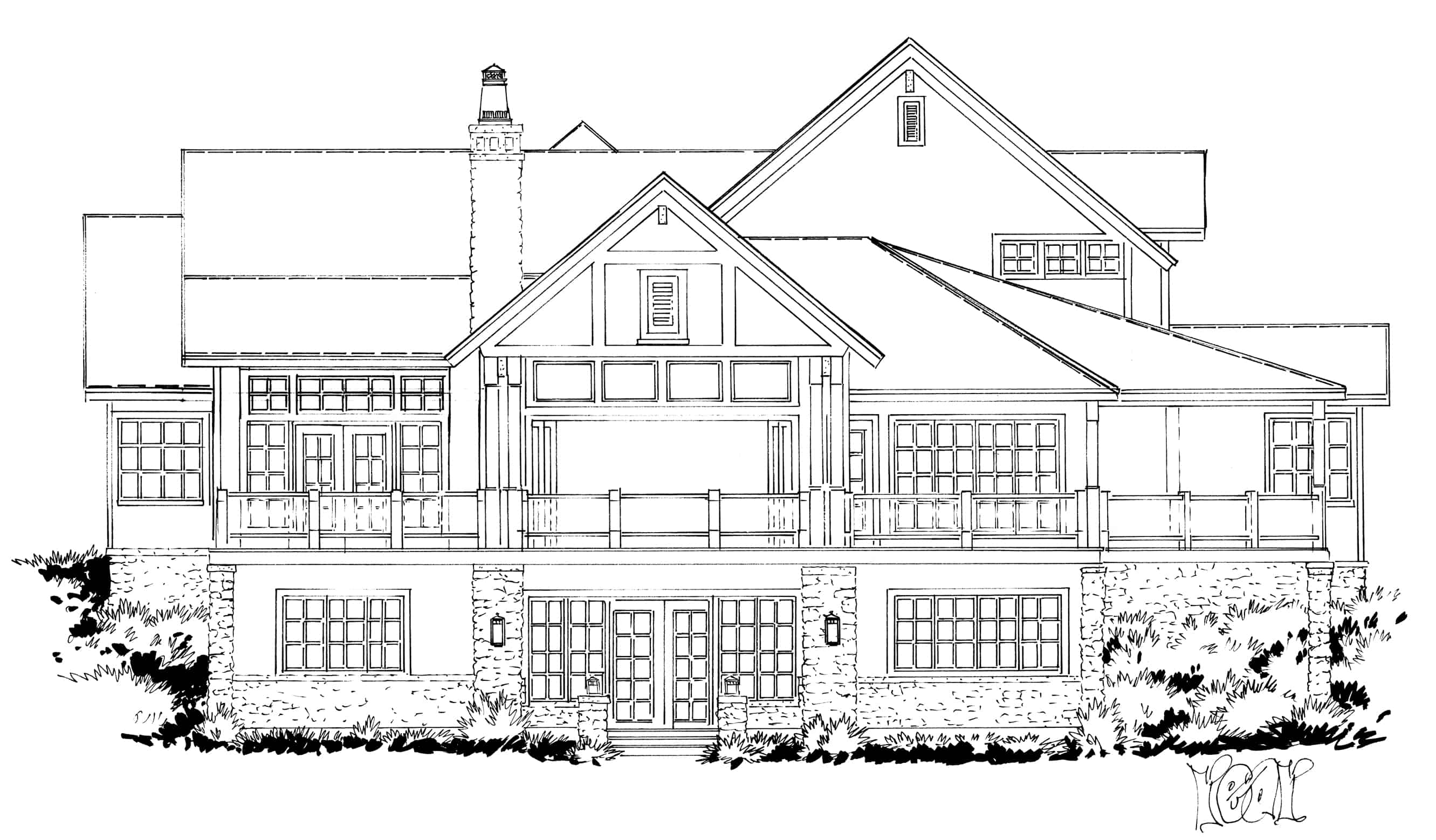 Home Plan Rear Elevation of this 4-Bedroom,5069 Sq Ft Plan -205-1005