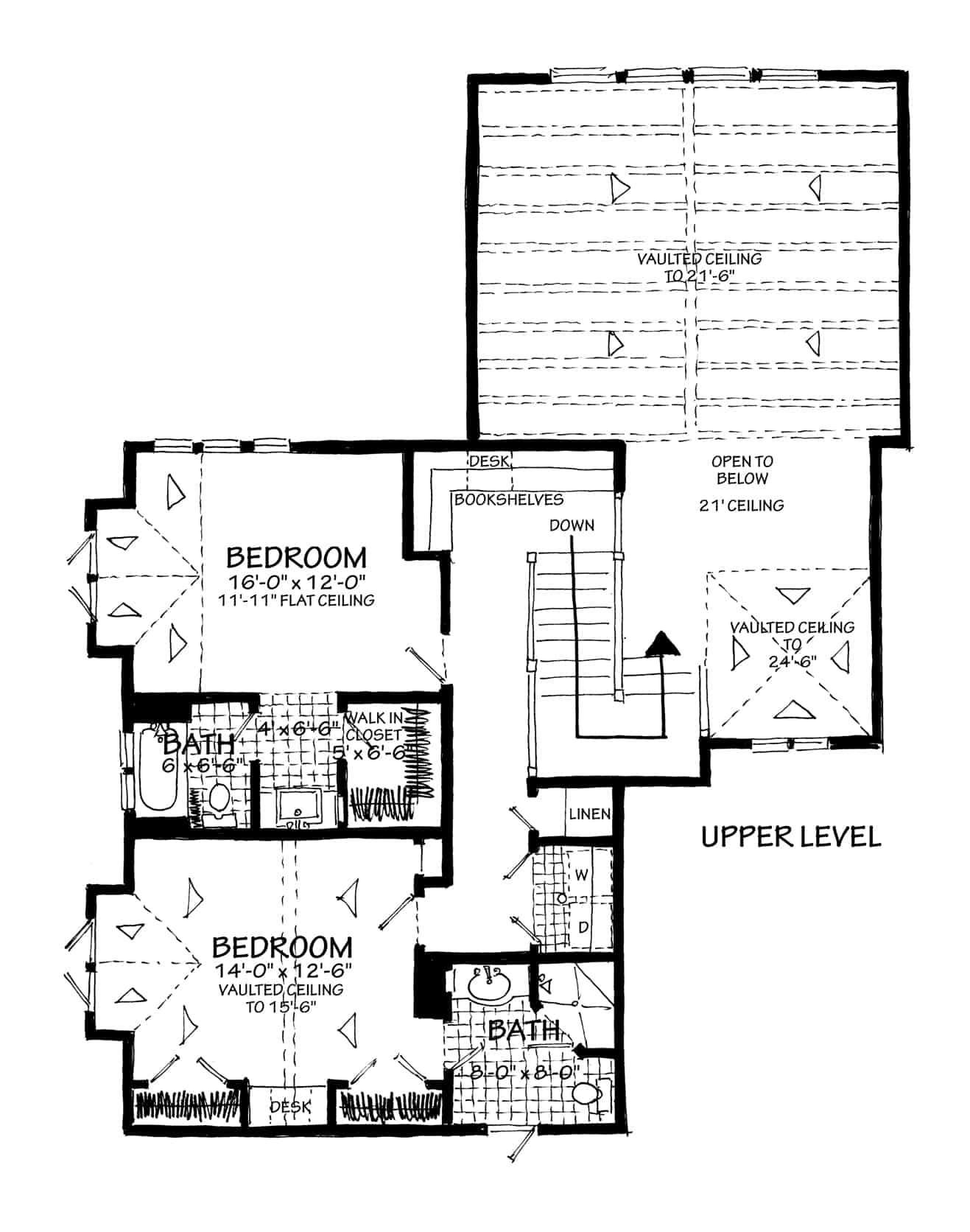 Floor Plan Upper Level of Farmhouse Plan #205-1005