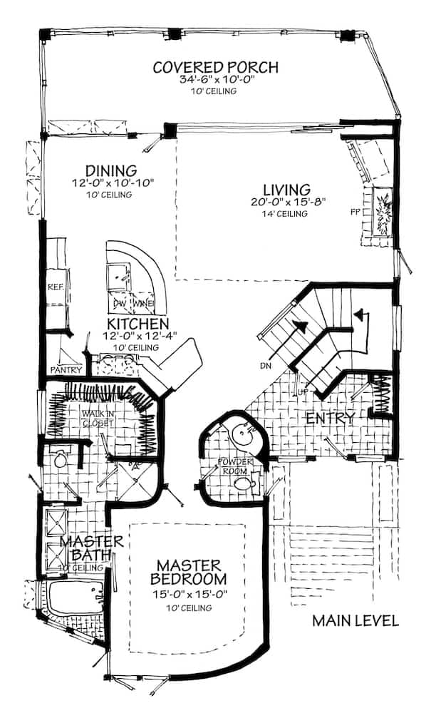 Floor Plan Main Level of Modern Plan #205-1006