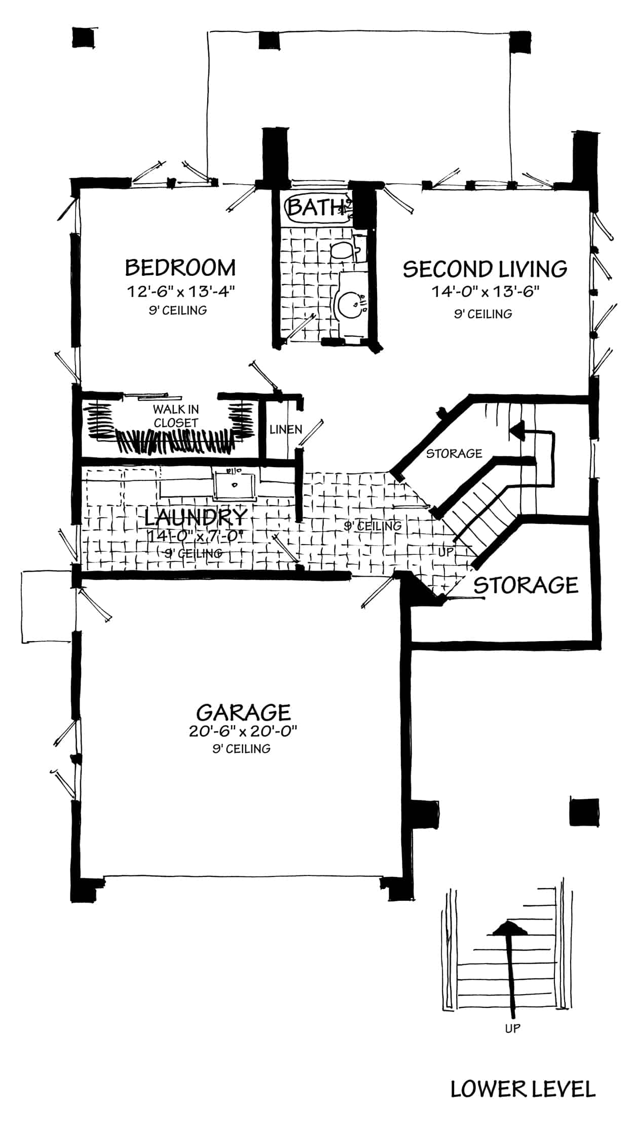Floor Plan Basement of Modern Plan #205-1006