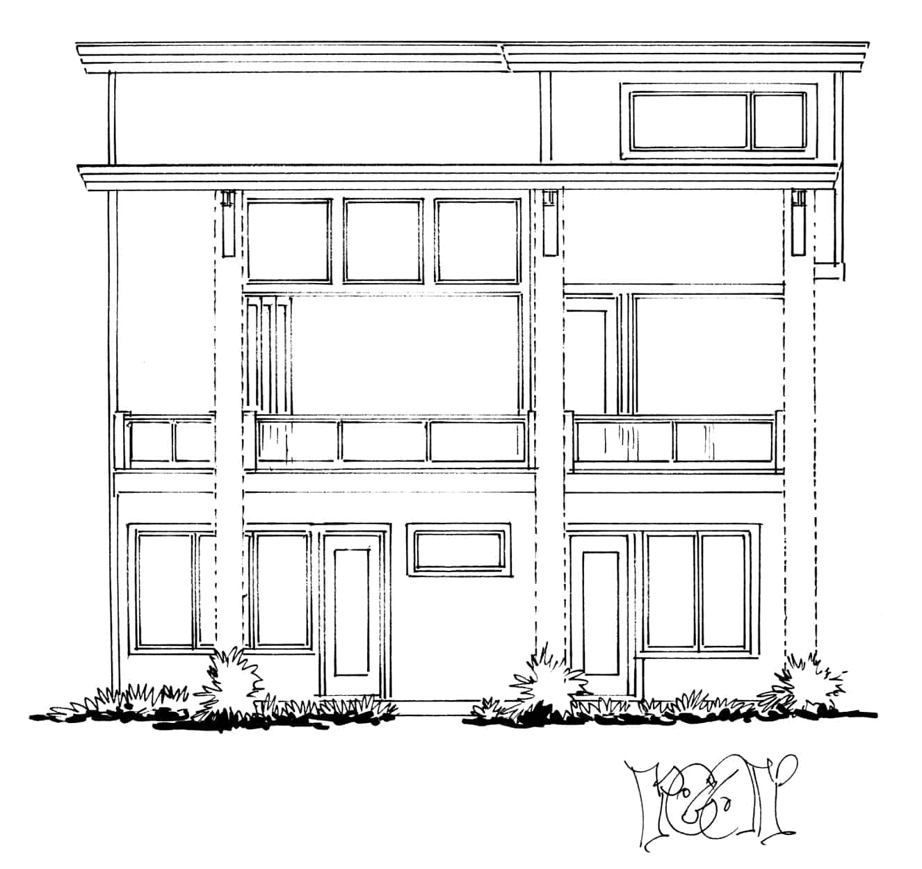 Home Plan Rear Elevation of this 4-Bedroom,3230 Sq Ft Plan -205-1006