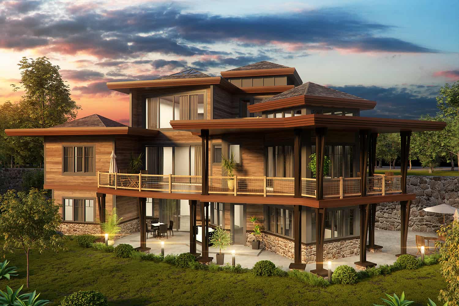 Rear View of this 4-Bedroom, 4085 Sq Ft Plan - 205-1008