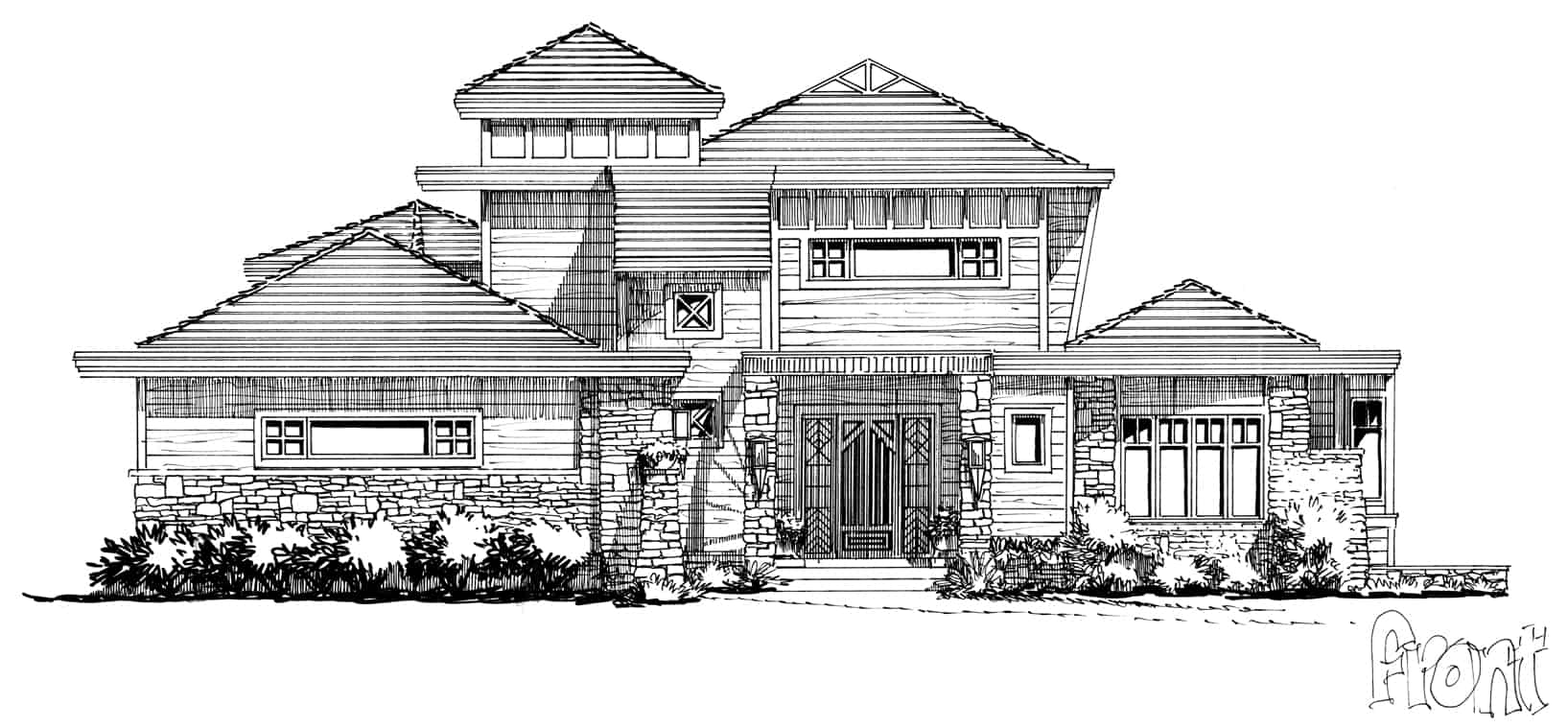 Home Plan Front Elevation of this 4-Bedroom,4085 Sq Ft Plan -205-1008