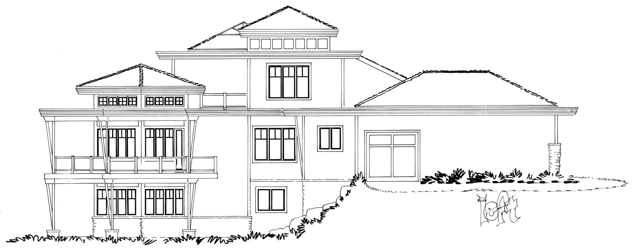 Home Plan Left Elevation of this 4-Bedroom,4085 Sq Ft Plan -205-1008