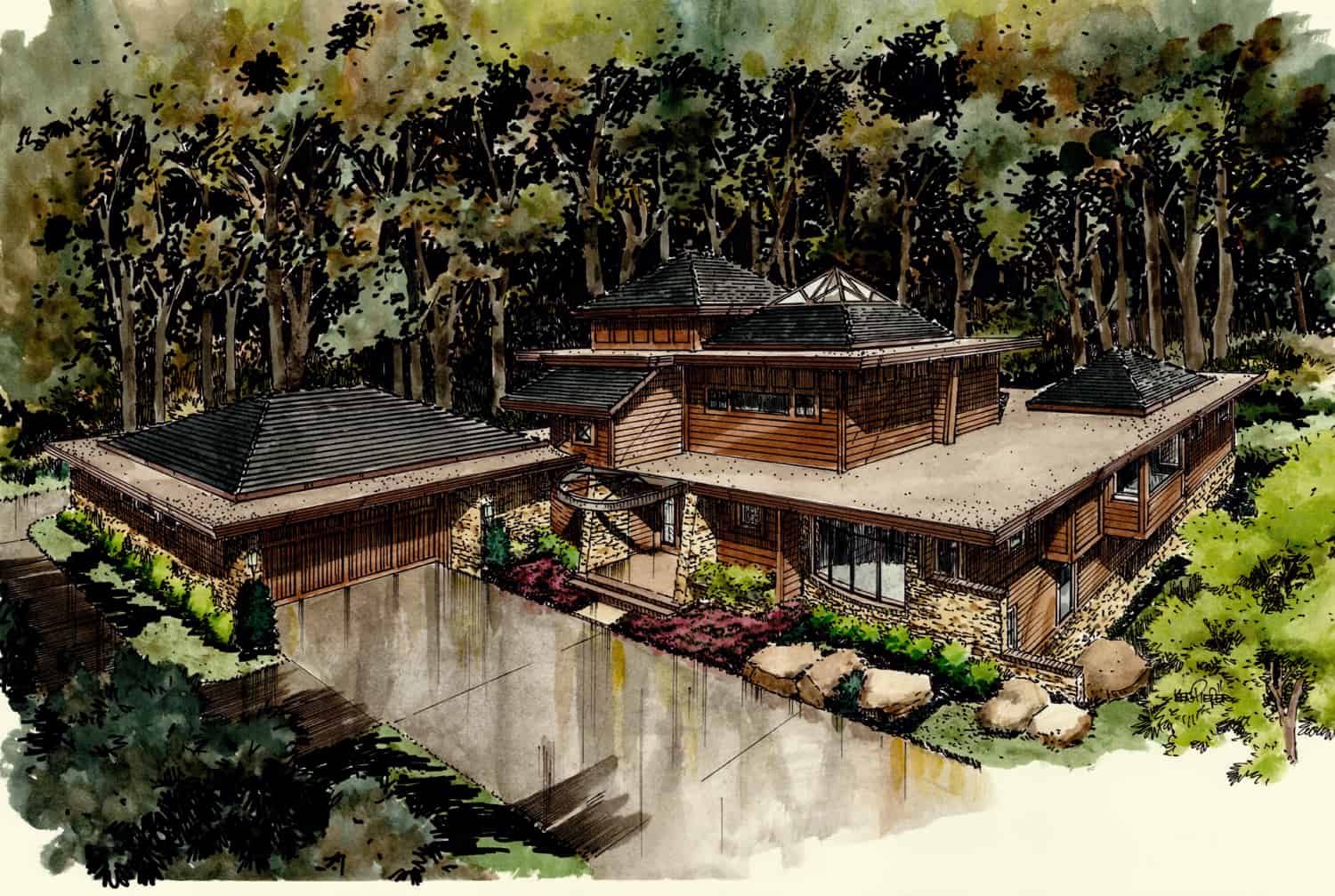 Front View of this 4-Bedroom, 4085 Sq Ft Plan - 205-1008