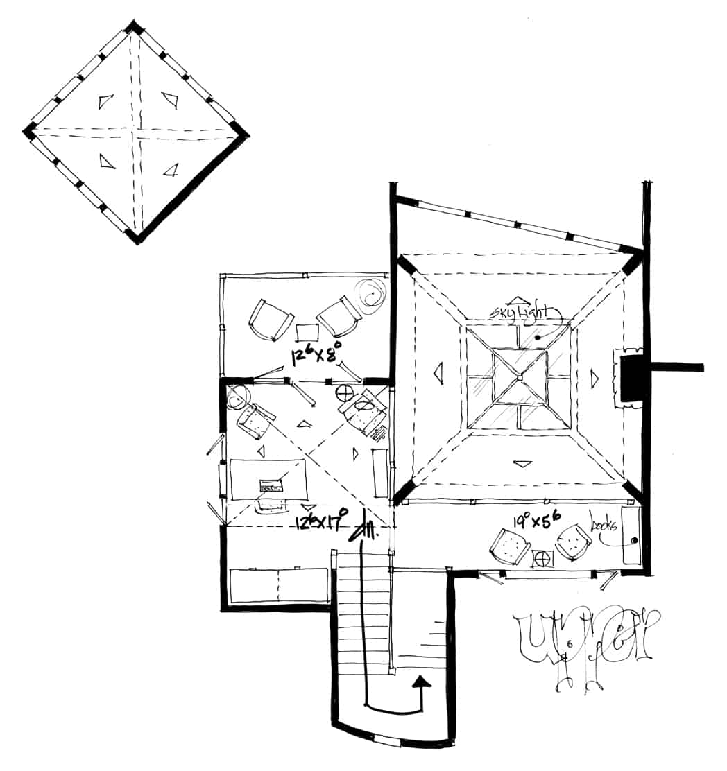 Floor Plan Upper Level of Contemporary Plan #205-1008