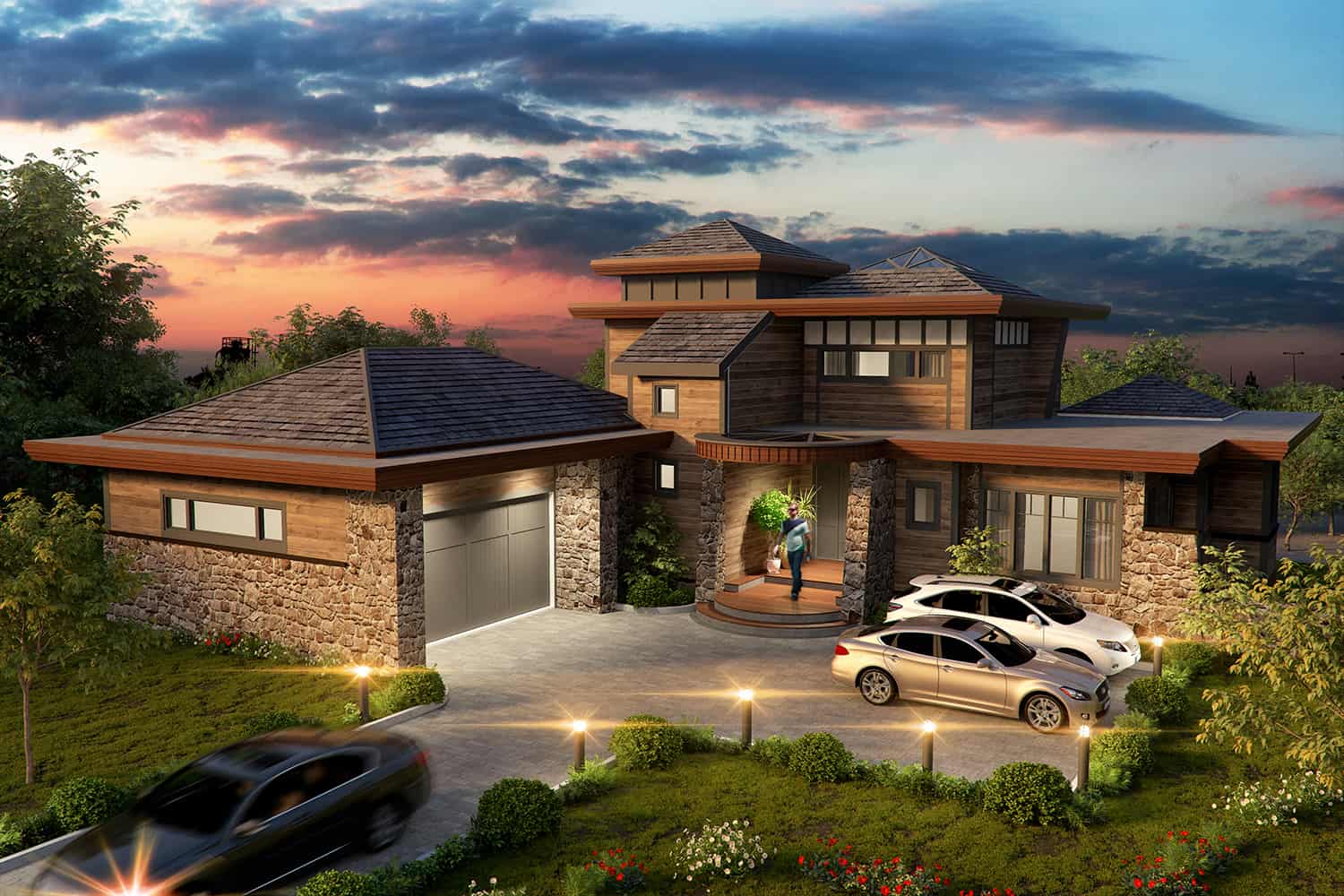 Front elevation of Contemporary home (ThePlanCollection: House Plan #205-1008)