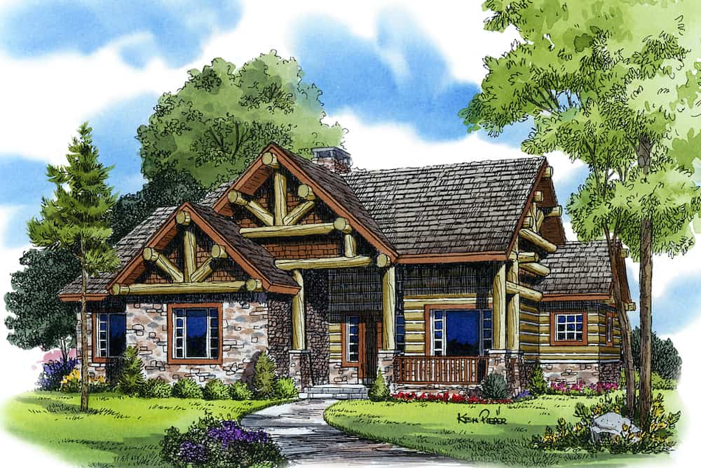 Front View of this 3-Bedroom, 1416 Sq Ft Plan - 205-1009