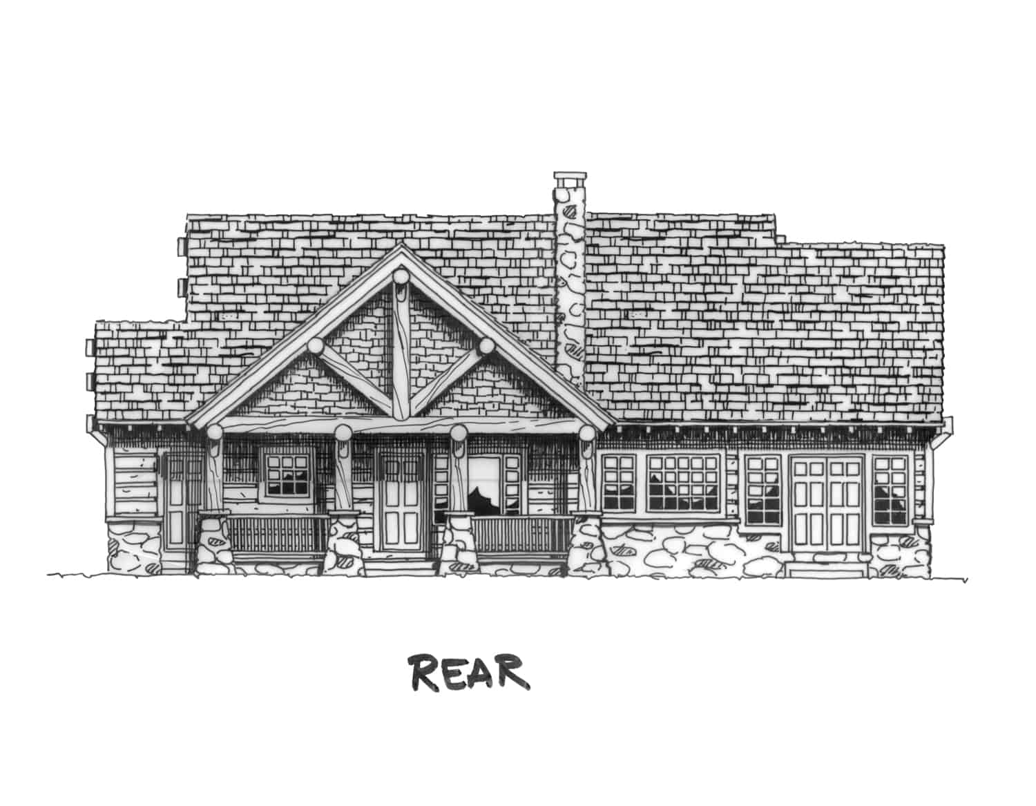 Home Plan Rear Elevation of this 3-Bedroom,1416 Sq Ft Plan -205-1009