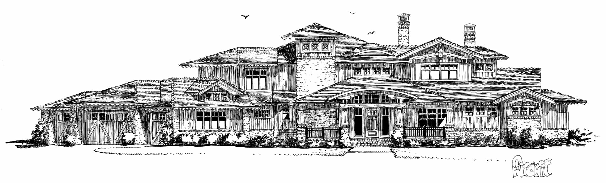 Home Plan Front Elevation of this 4-Bedroom,4520 Sq Ft Plan -205-1010