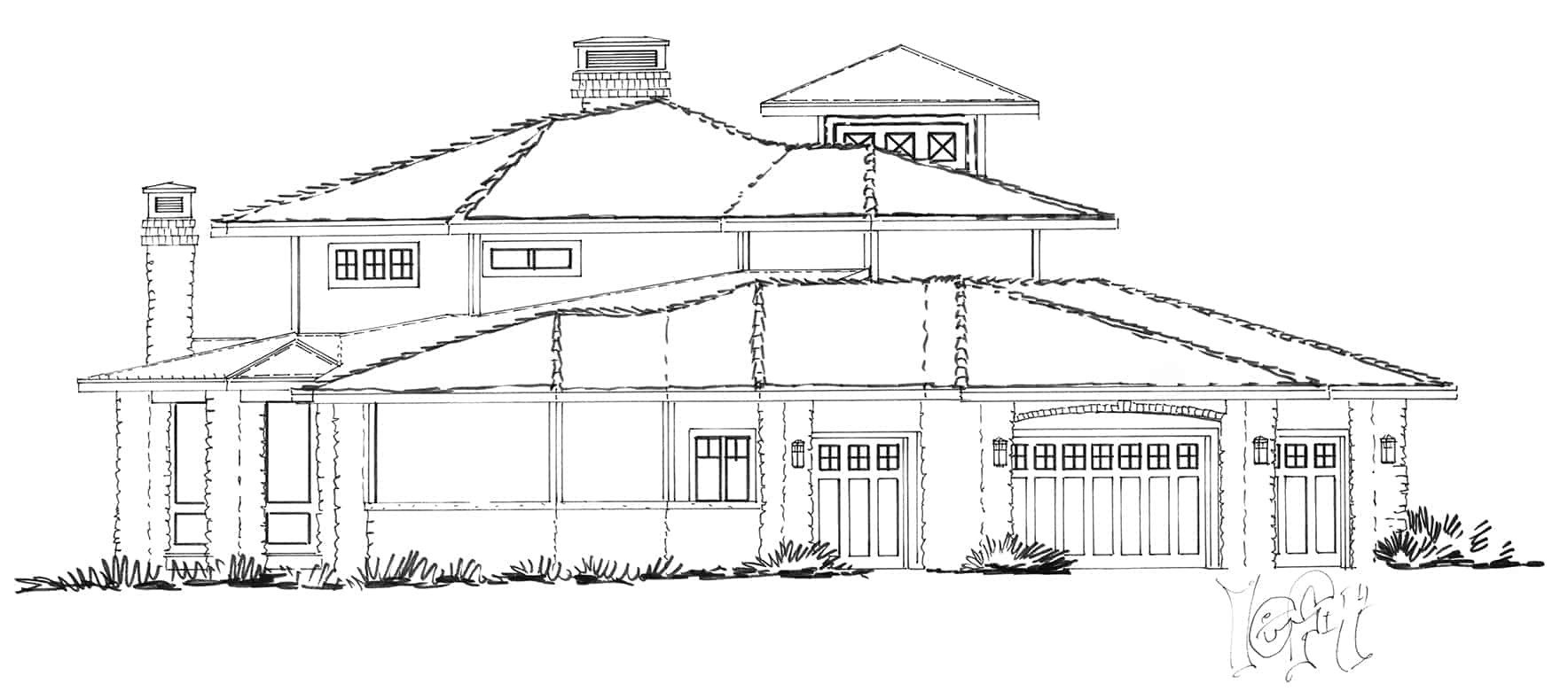 Home Plan Left Elevation of this 4-Bedroom,4520 Sq Ft Plan -205-1010