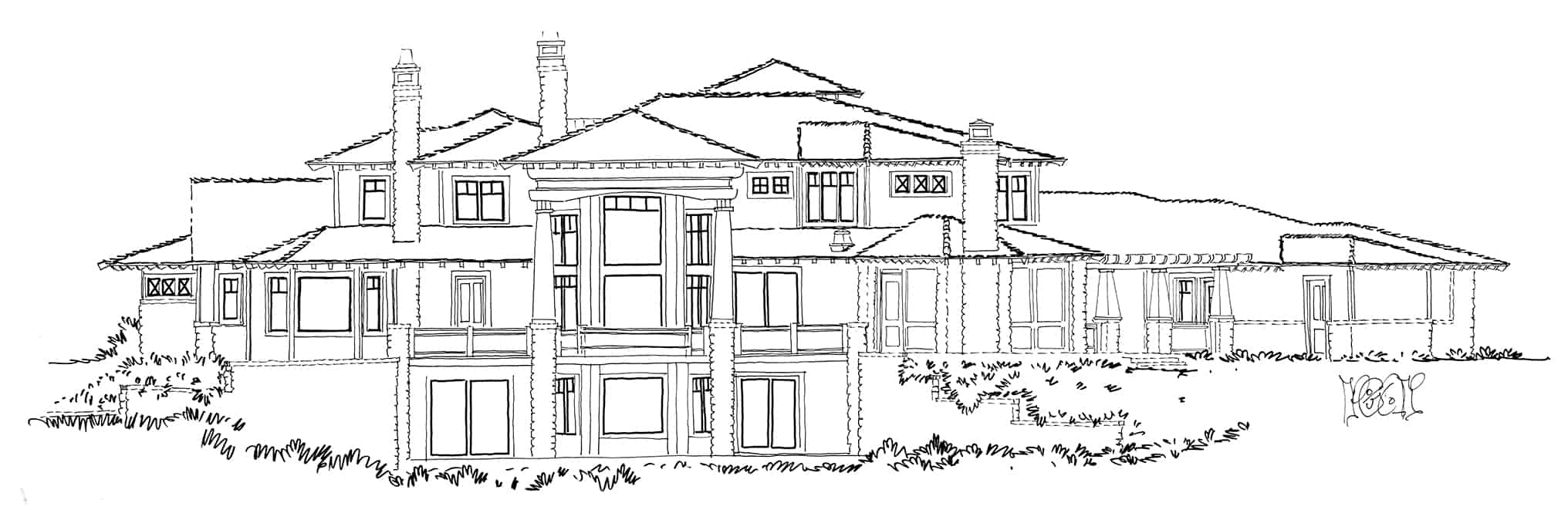 Home Plan Rear Elevation of this 4-Bedroom,4520 Sq Ft Plan -205-1010