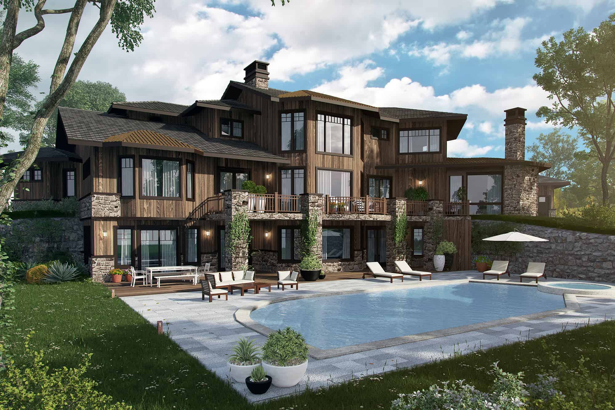 Rear View of this 4-Bedroom, 4520 Sq Ft Plan - 205-1010