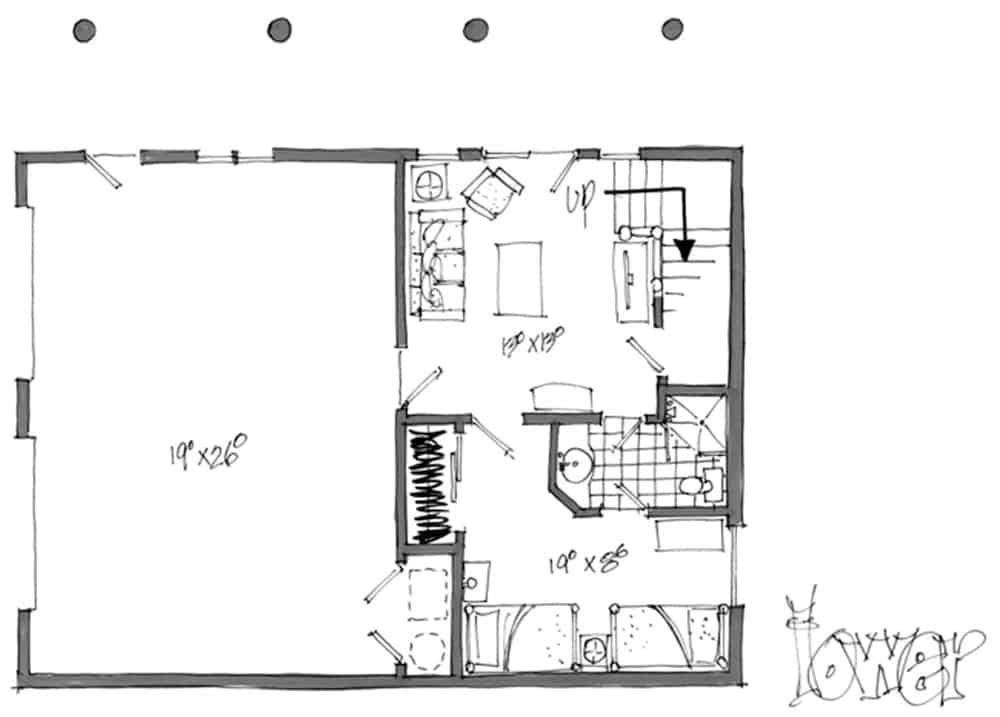Floor Plan Basement of Farmhouse Plan #205-1013