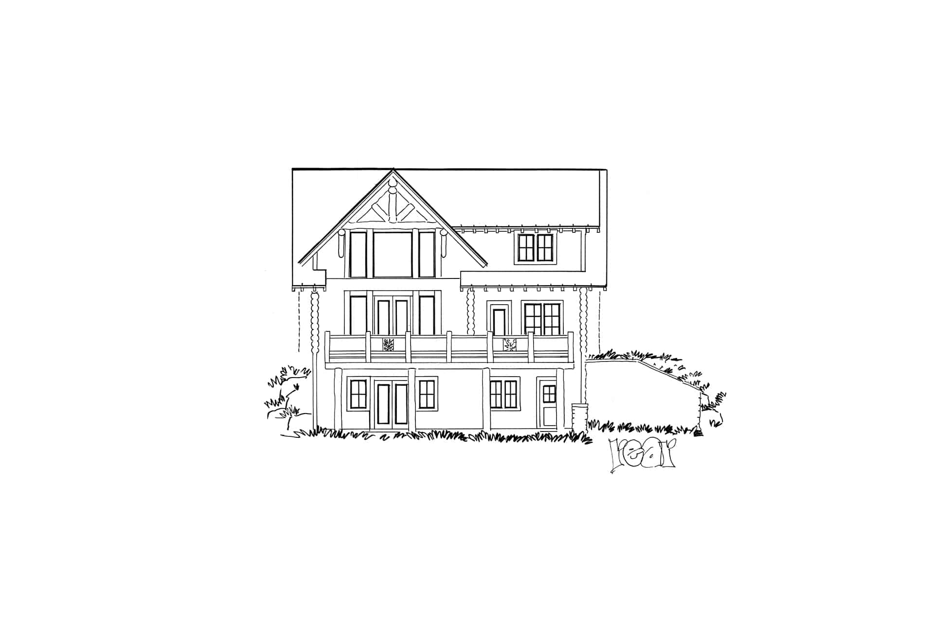 Home Plan Rear Elevation of this 4-Bedroom,2002 Sq Ft Plan -205-1013