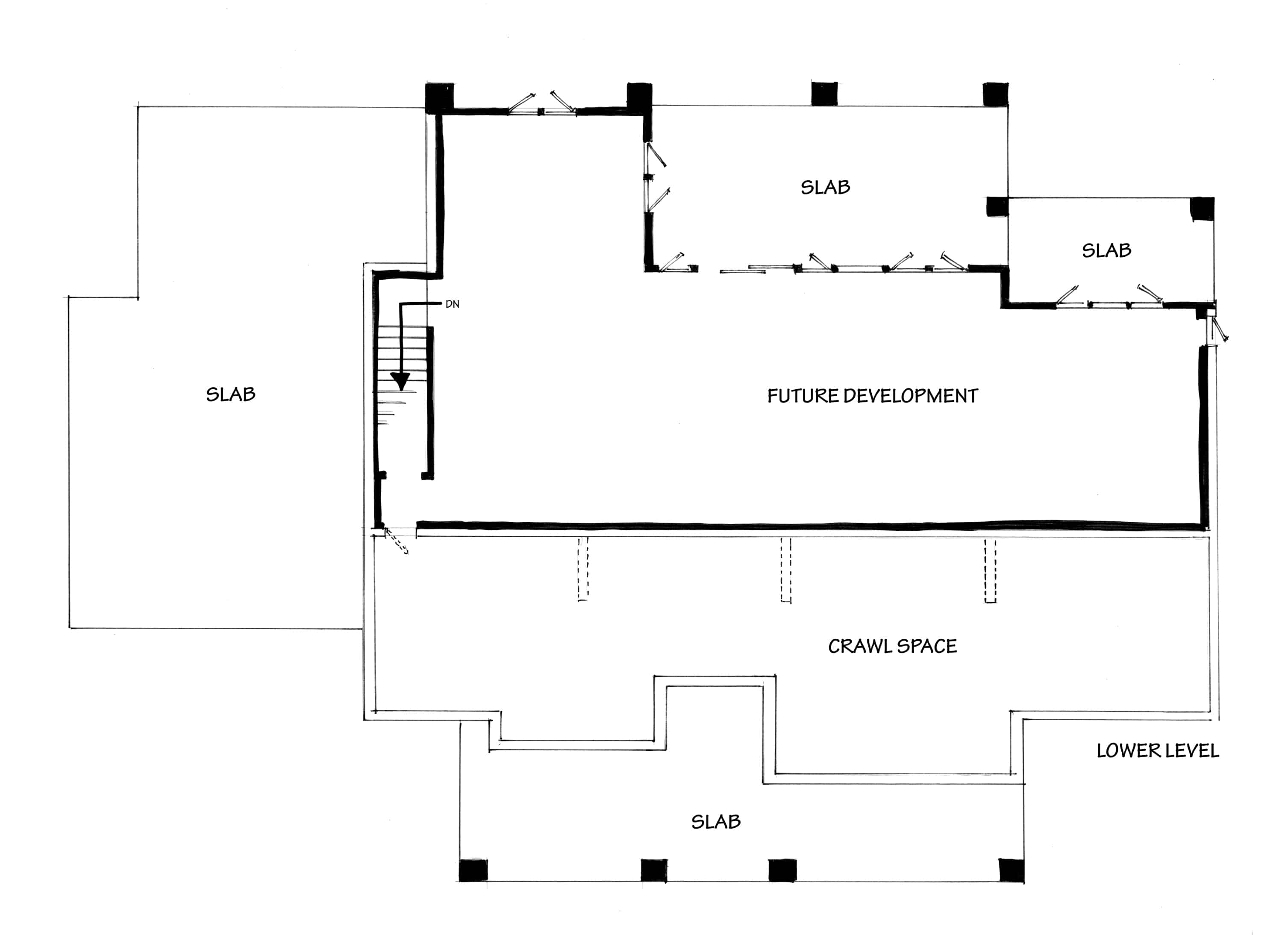Floor Plan Basement of Ranch Plan #205-1014