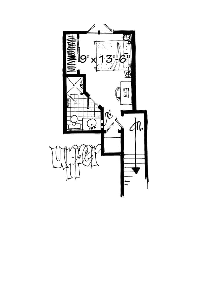 Floor Plan Upper Level of Farmhouse Plan #205-1015