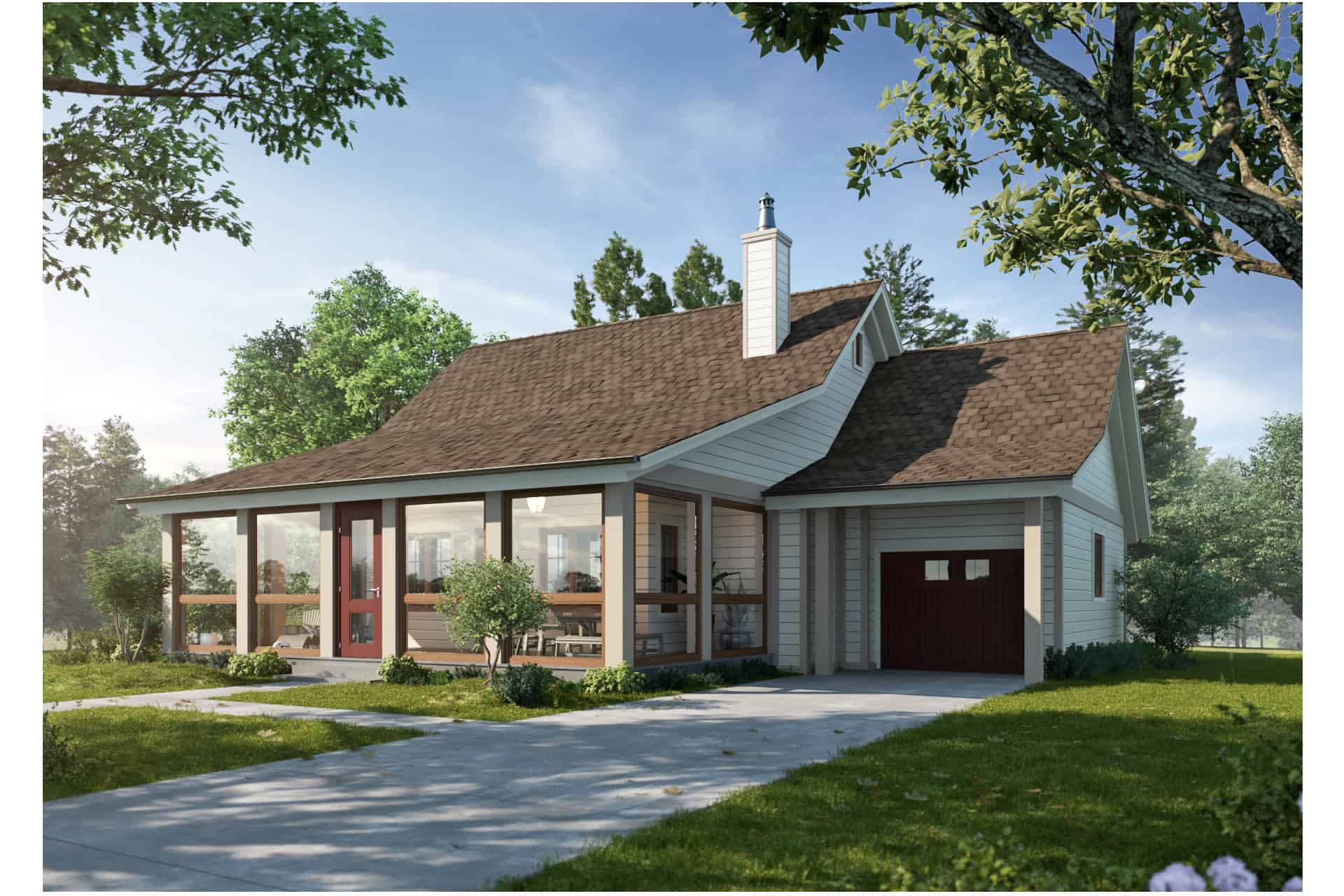 Farmhouse home (ThePlanCollection: Plan #205-1015)