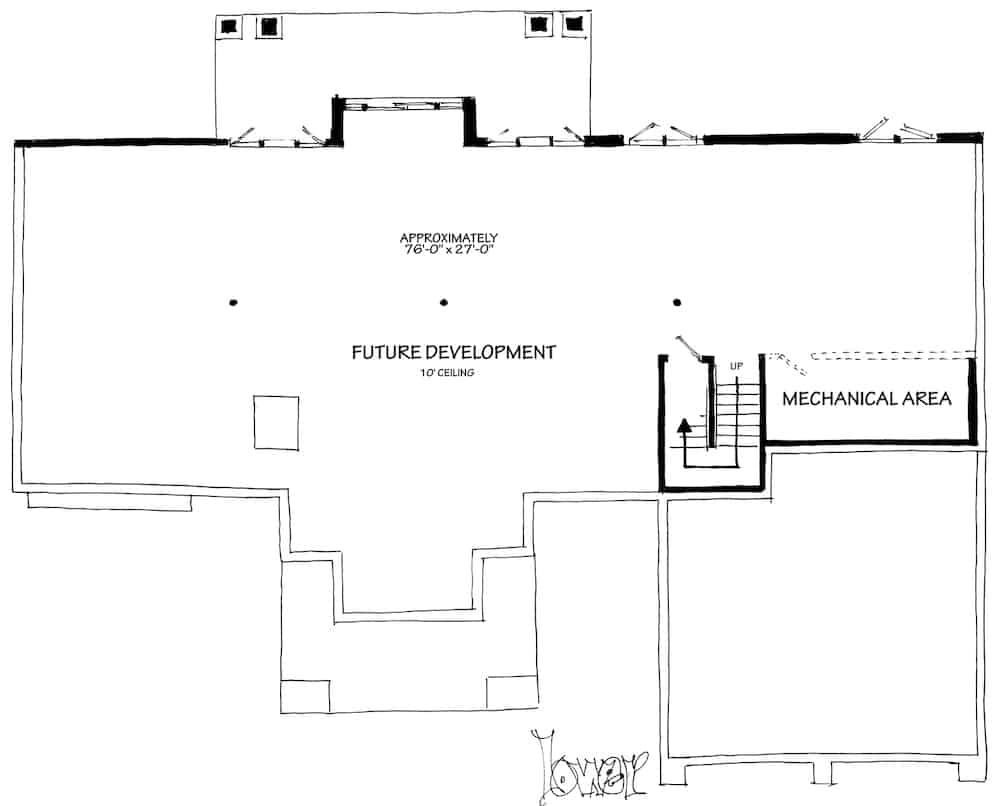 Floor Plan Basement of Craftsman Plan #205-1016