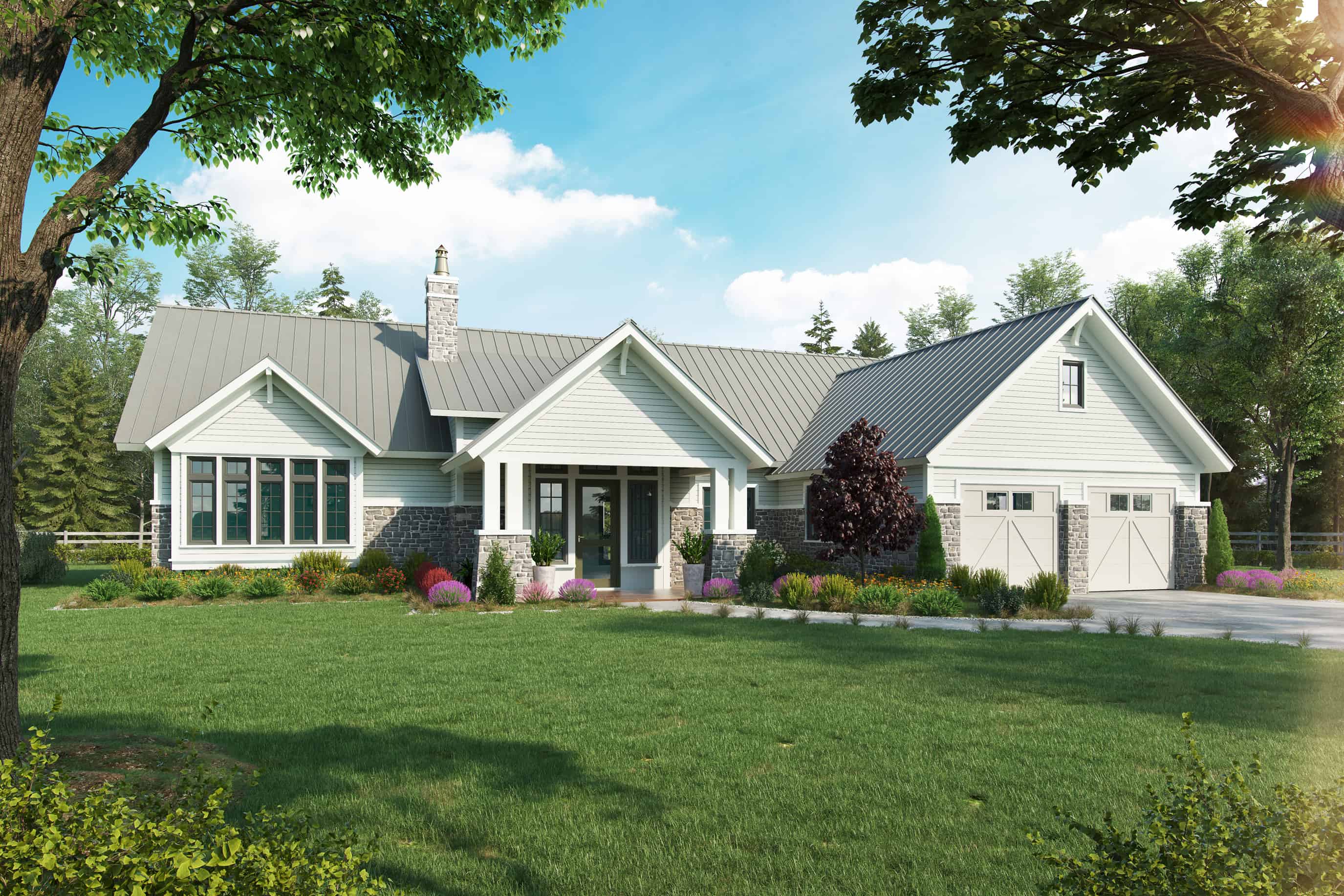 Transitional style home (ThePlanCollection: Plan #205-1016)