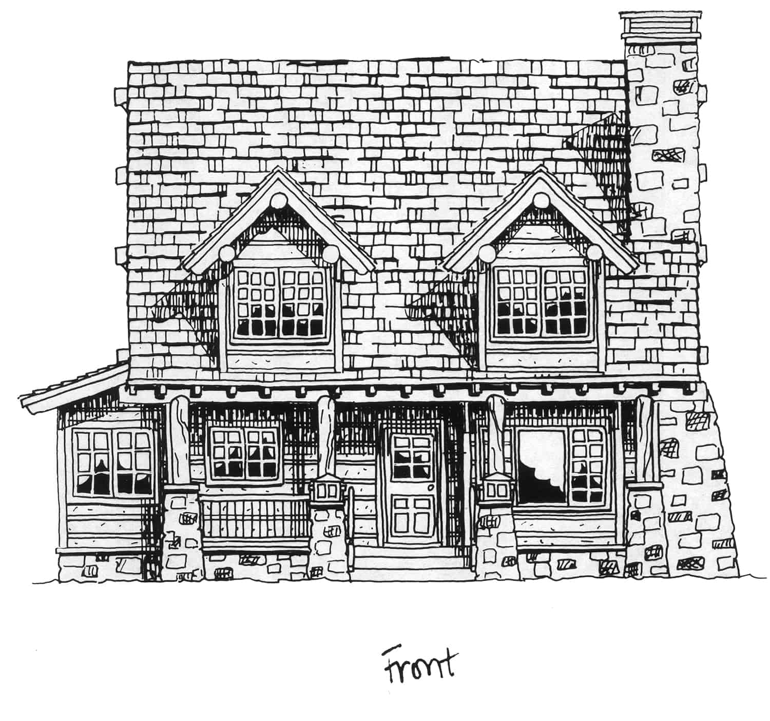 Home Plan Front Elevation of this 2-Bedroom,1362 Sq Ft Plan -205-1018