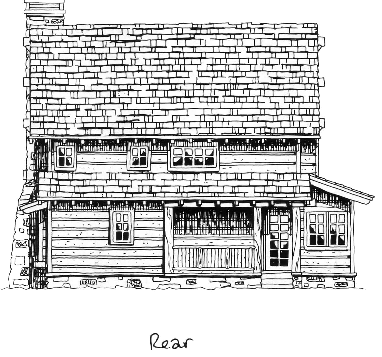 Home Plan Rear Elevation of this 2-Bedroom,1362 Sq Ft Plan -205-1018