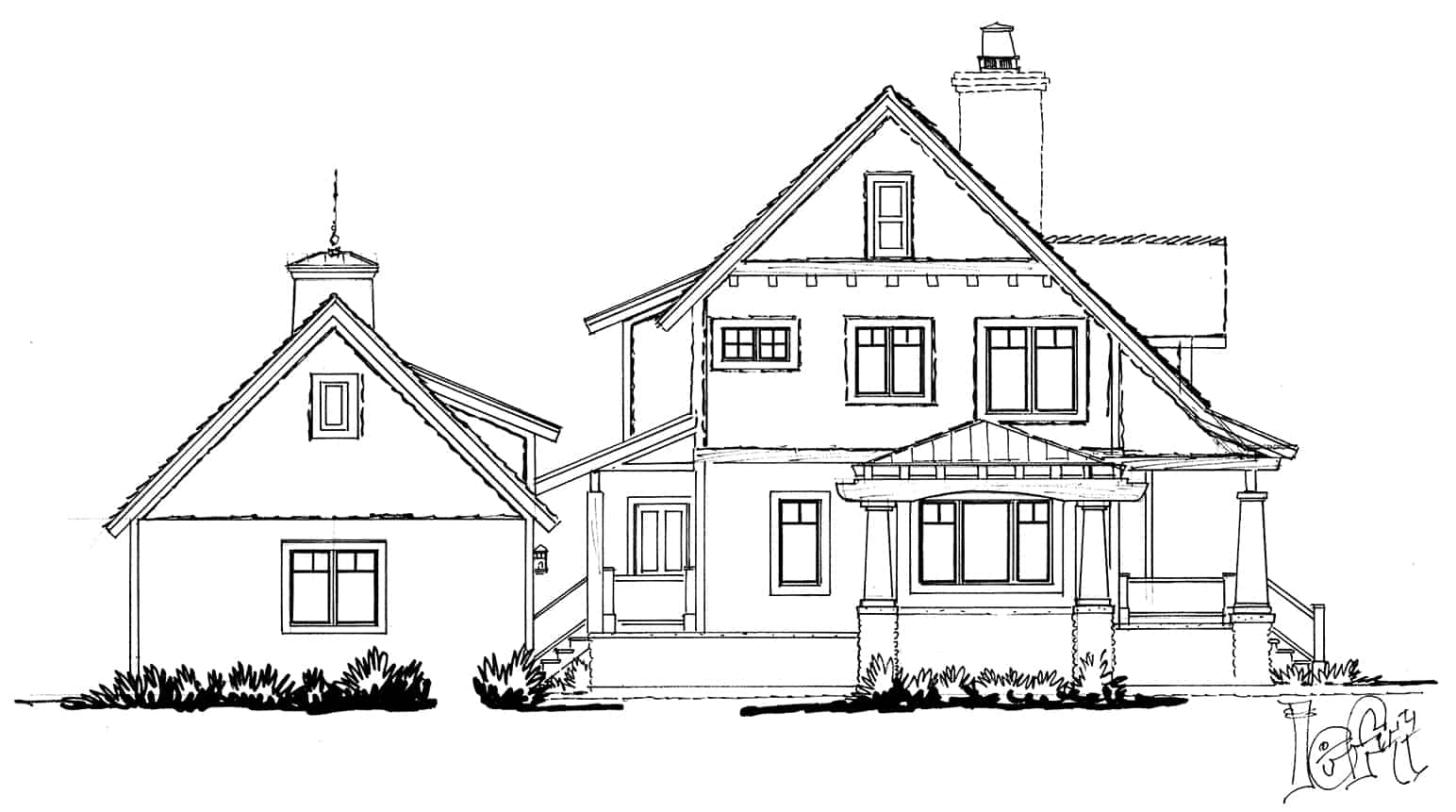 Home Plan Left Elevation of this 3-Bedroom,1825 Sq Ft Plan -205-1020