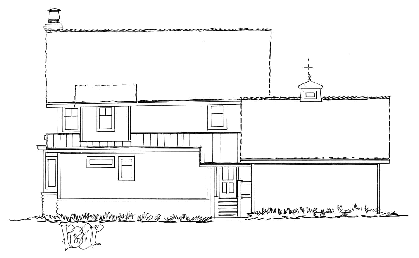 Home Plan Rear Elevation of this 3-Bedroom,1825 Sq Ft Plan -205-1020