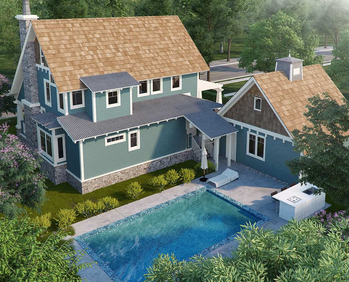 Rear View of this 3-Bedroom, 1825 Sq Ft Plan - 205-1020