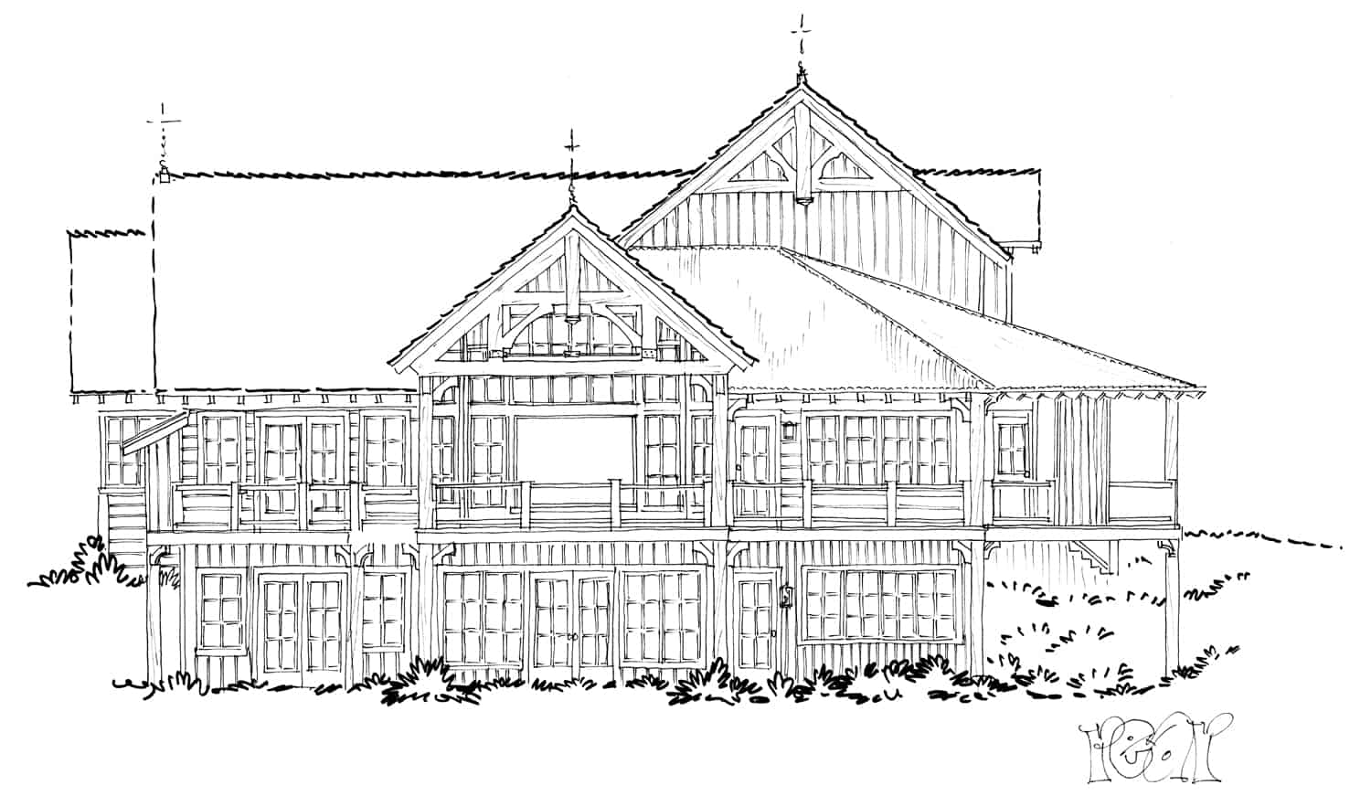 Home Plan Rear Elevation of this 4-Bedroom,4960 Sq Ft Plan -205-1021