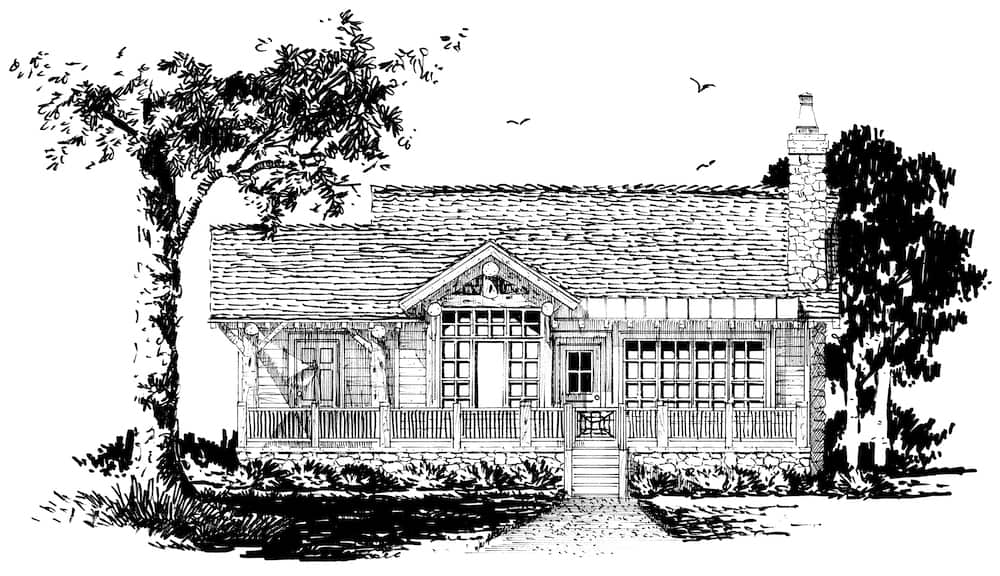 Home Plan Front Elevation of this 2-Bedroom,1065 Sq Ft Plan -205-1022