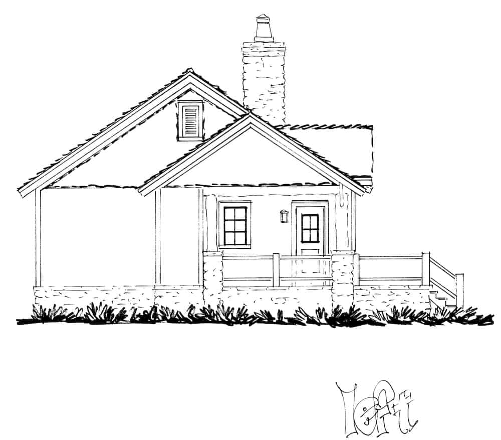 Home Plan Left Elevation of this 2-Bedroom,1065 Sq Ft Plan -205-1022